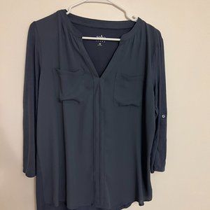 New York & Company Grey/Blue Blouse